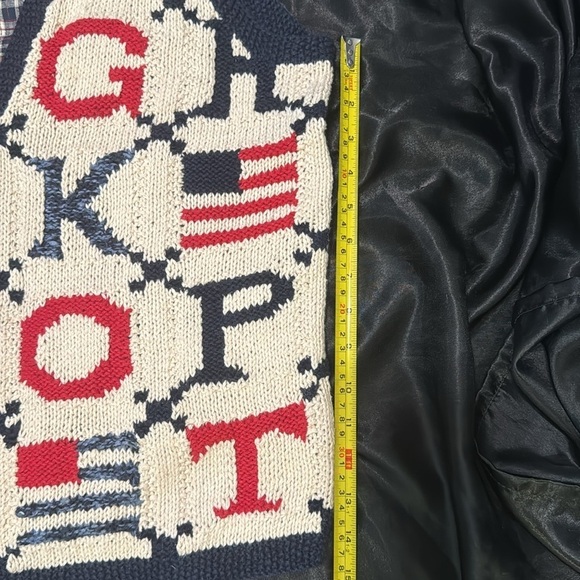 Vintage Marisa Christina Hand Knit Alphabet American Flag Sweater TeacherVest  S - Picture 10 of 10